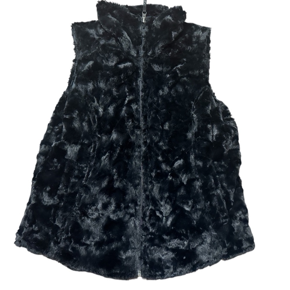 Koppen Reversible Faux Fur Black Vest Size Small